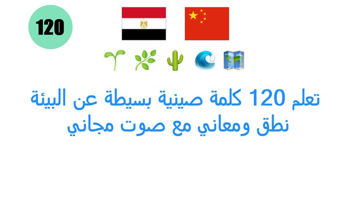 تعلم 120 كلمة صينية بسيطة عن البيئة: نطق ومعاني مع صوت مجاني